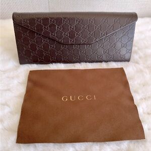 Gucci Chocolate Brown Embossed Sunglasses Case, NWOT